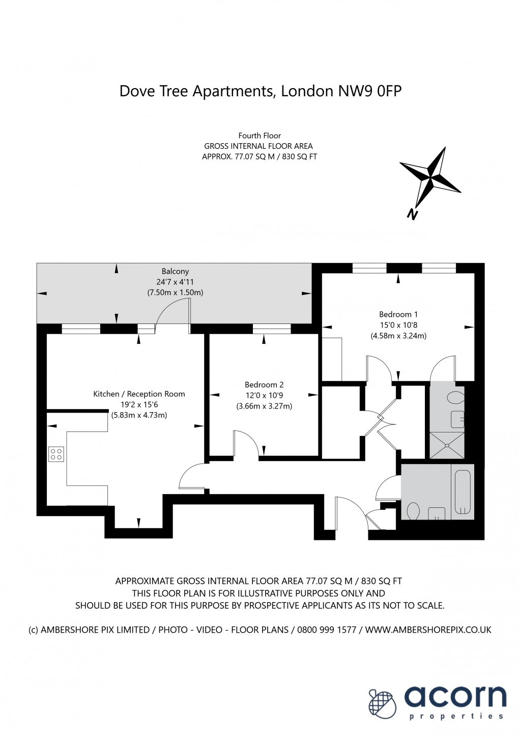Floorplan for Dove Tree Apartments, Colindale, London